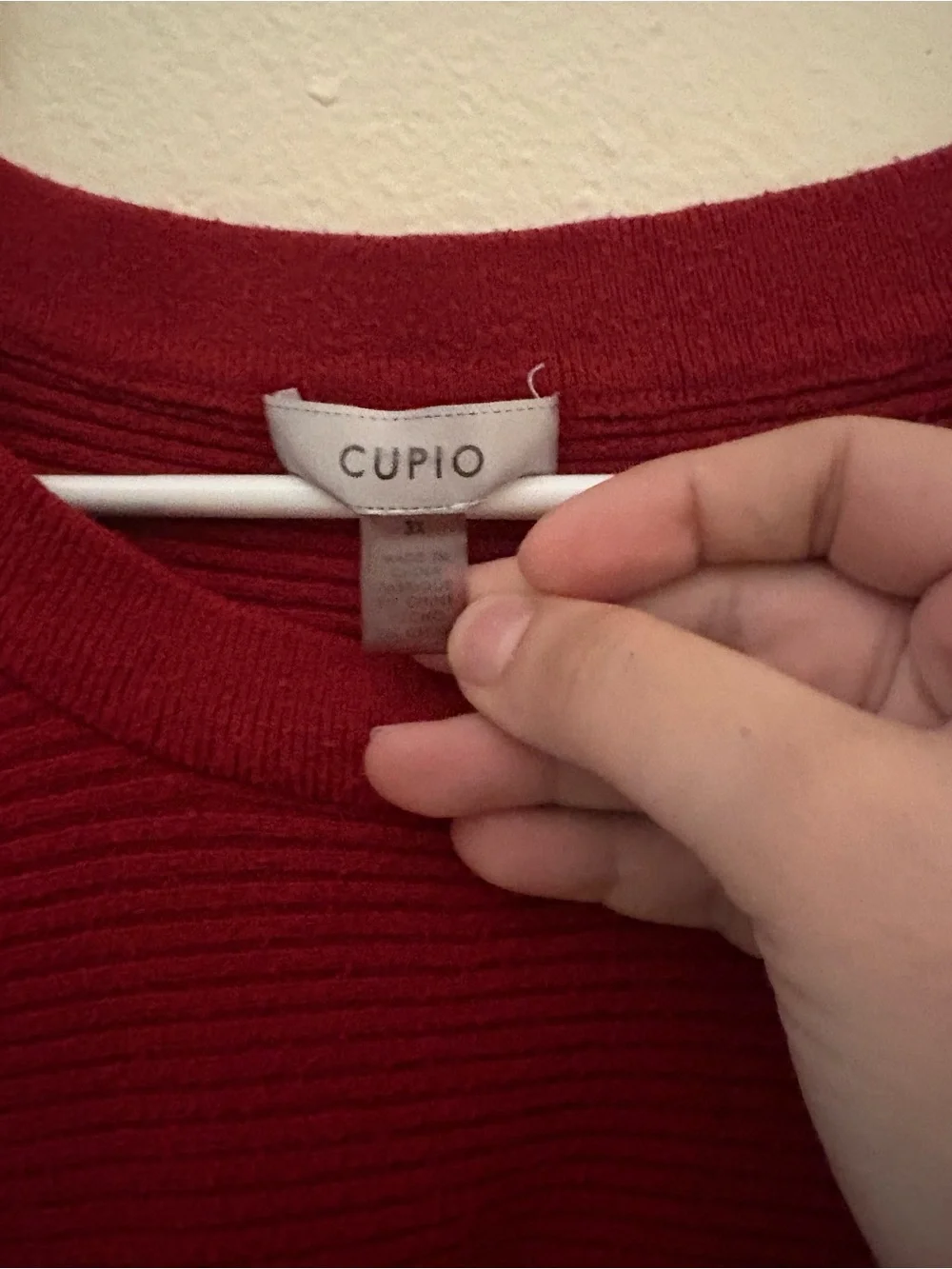 Cupio Red Textured Scoop Neck Sweater